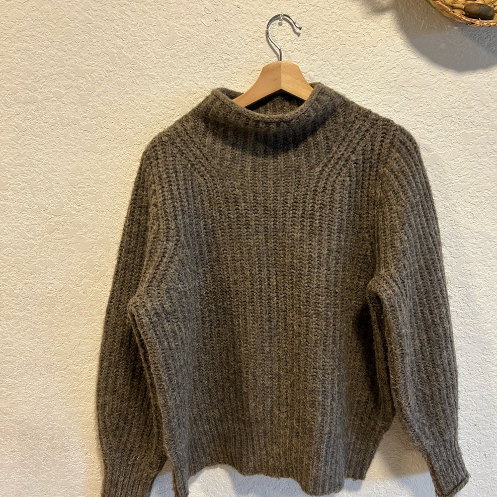 Madewell Chunky Ribbed Mock Neck Sweater - Brown
